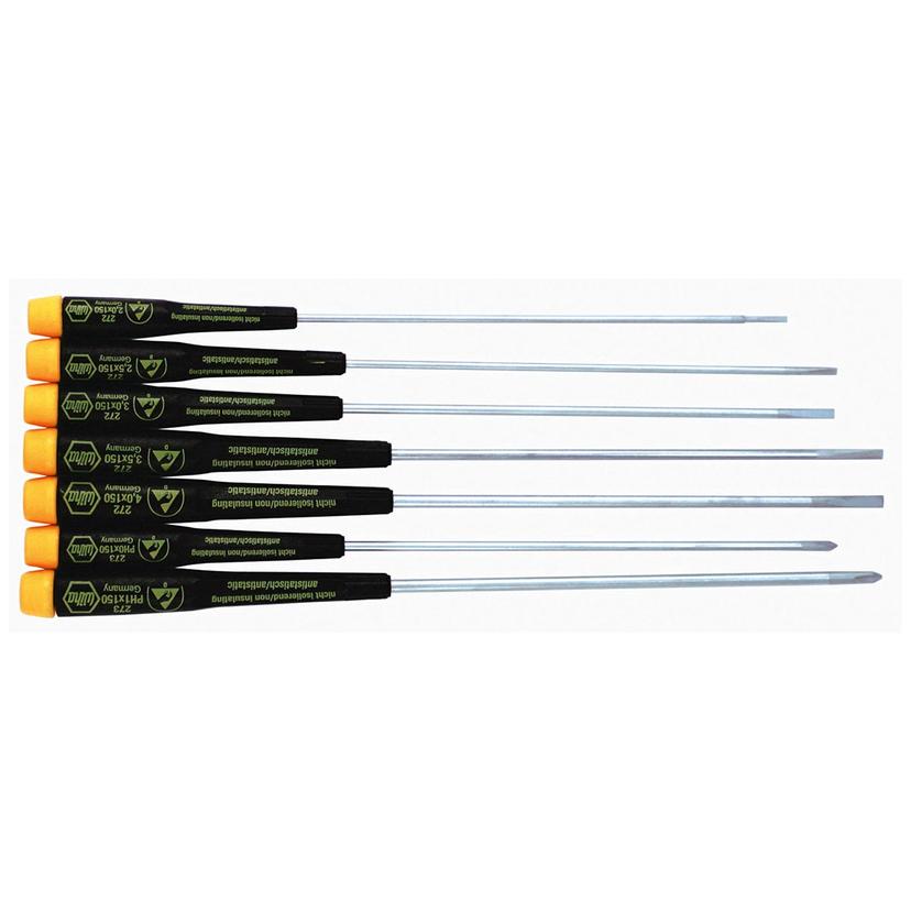 WIHA 27393 ESD Safe Precision Extra Long Screwdriver Set (7 Piece Set)