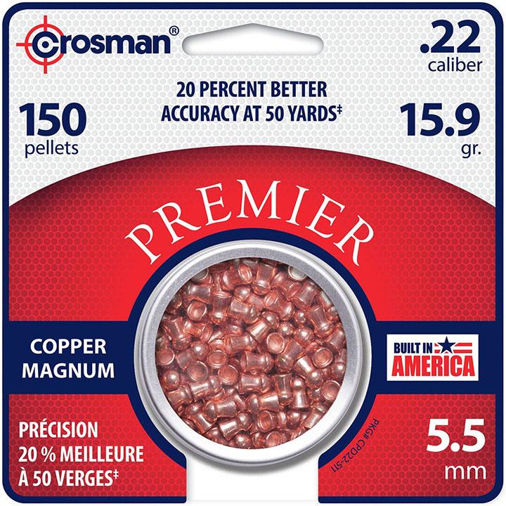 CROSMAN CPD22 Premier Copper Magnum Domed Pellet.22 Caliber 15.9 Grain 150 Count - High quality product image showing CROSMAN CPD22 Premier Copper Magnum Domed Pellet.22 Caliber 15.9 Grain 150 Count details and features