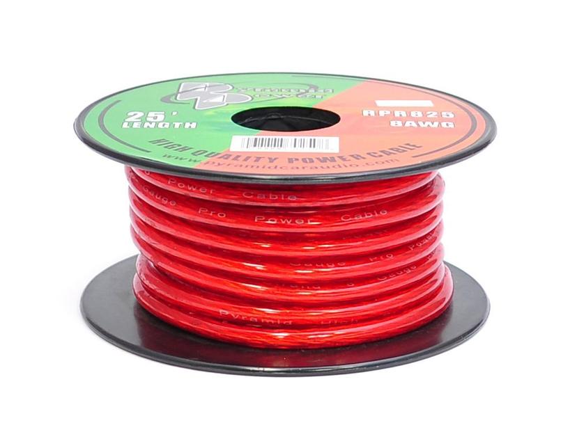 PYRAMID RPR825 Wire 8 Ga. 25 Ft. Red Gold Ground Wire