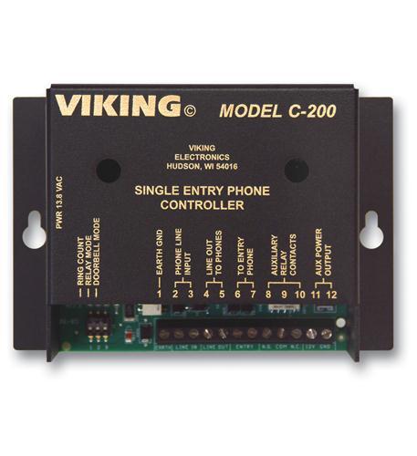 VIKING C-200 Door Entry Control for 4 Entry Phones, Provides CO Sharing, Call Waiting, and One Aux Contact - High quality product image showing VIKING C-200 Door Entry Control for 4 Entry Phones, Provides CO Sharing, Call Waiting, and One Aux Contact details and features