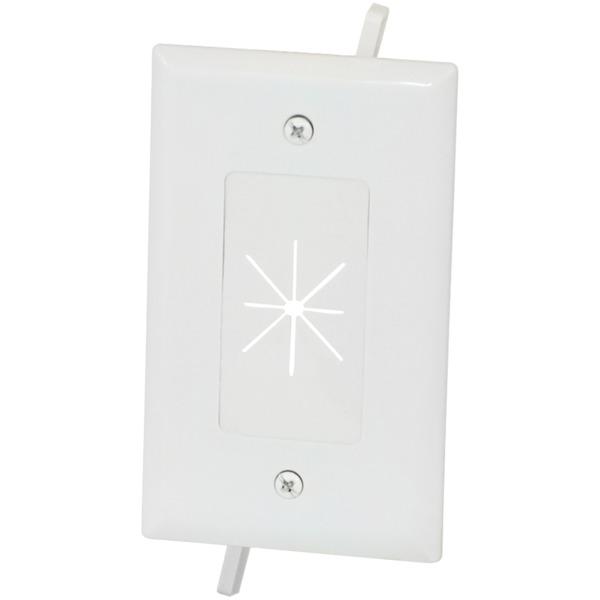 DATACOMM 45-0014-WH 1-Gang Cable Plate with Flexible Opening (White)