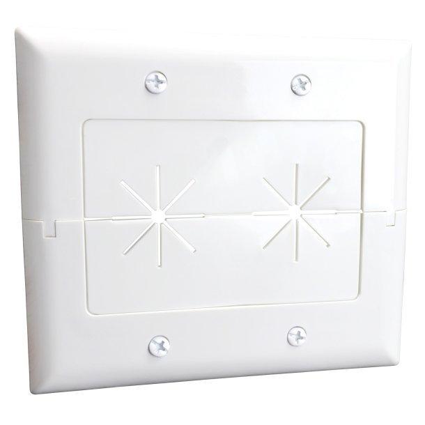 DATACOMM 45-0027-WH 2-Gang Split Plate with Flexible Opening (White) - High quality product image showing DATACOMM 45-0027-WH 2-Gang Split Plate with Flexible Opening (White) details and features