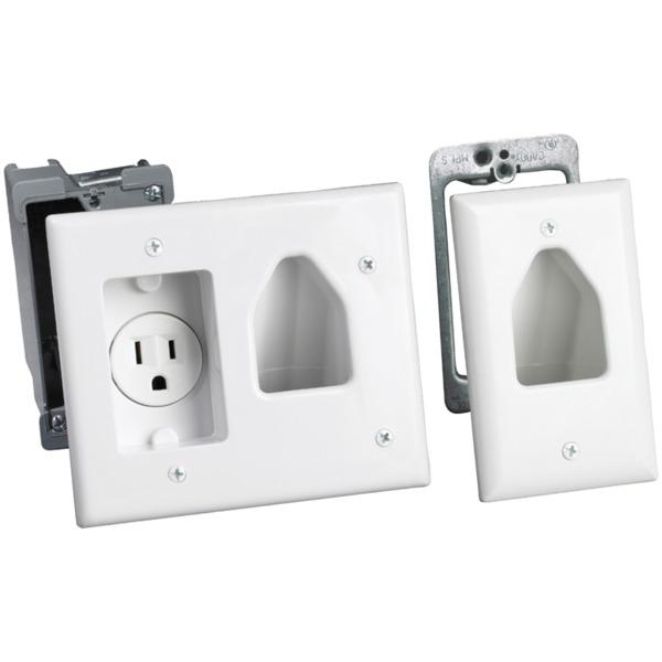 DATACOMM 50-3321-WH-KIT Flat Panel TV Cable Organizer Remodeling Kit with Power Outlet - High quality product image showing DATACOMM 50-3321-WH-KIT Flat Panel TV Cable Organizer Remodeling Kit with Power Outlet details and features