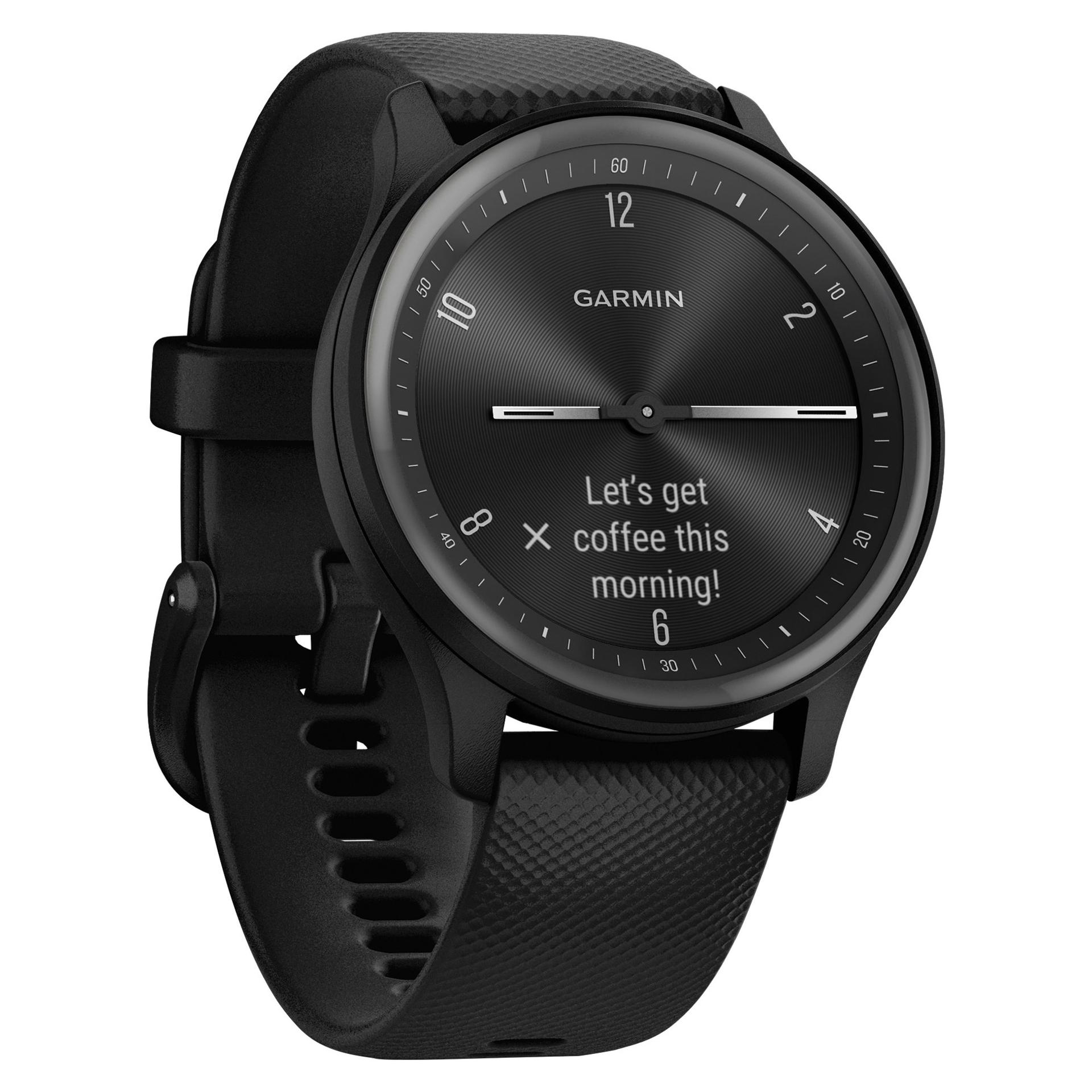 GARMIN 010-02566-00 vivomove Sport Smartwatch with Silicone Band (Black Case, Slate Accents) - High quality product image showing GARMIN 010-02566-00 vivomove Sport Smartwatch with Silicone Band (Black Case, Slate Accents) details and features