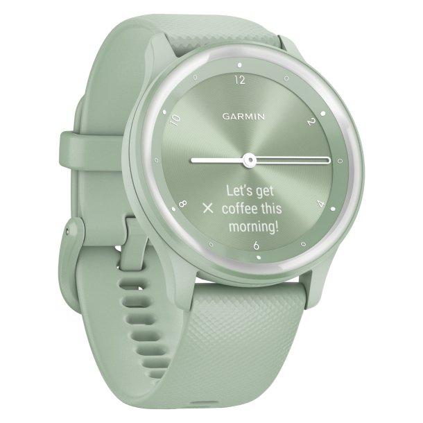 GARMIN 010-02566-03 vivomove Sport Smartwatch with Silicone Band (Cool Mint Case, Silver Accents) - High quality product image showing GARMIN 010-02566-03 vivomove Sport Smartwatch with Silicone Band (Cool Mint Case, Silver Accents) details and features