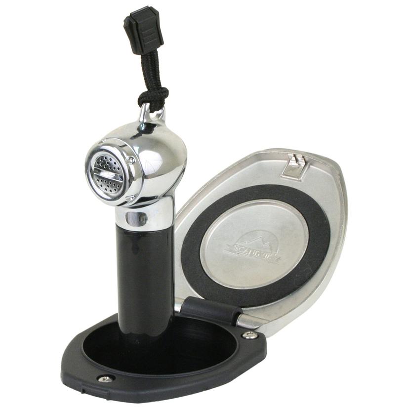 SCANDVIK 12124P BLACK & SS RECESSED TRANSOM SHOWER HANDLE/HOSE - VERTICAL/HORIZONTAL MOUNT - 6FT HOSE