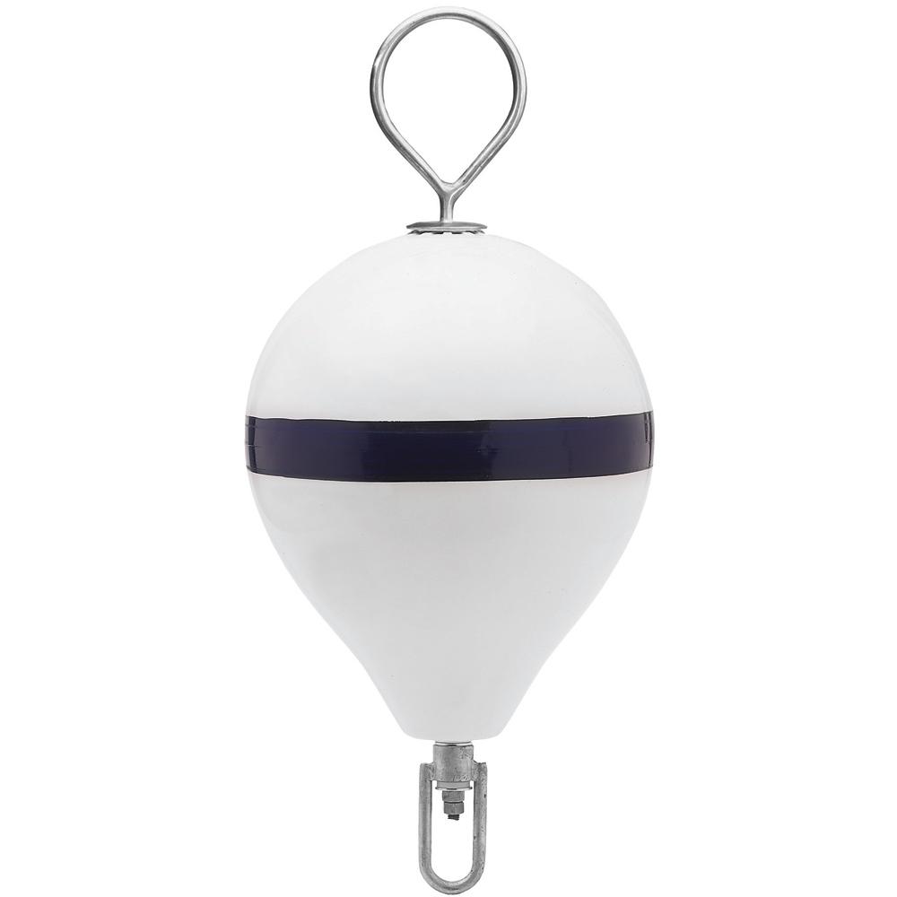 POLYFORM CM-2SS W-STR MOORING BUOY WITH SS 13.5 INCH DIAM WHITE BLUE STRIPE - High quality product image showing POLYFORM CM-2SS W-STR MOORING BUOY WITH SS 13.5 INCH DIAM WHITE BLUE STRIPE details and features