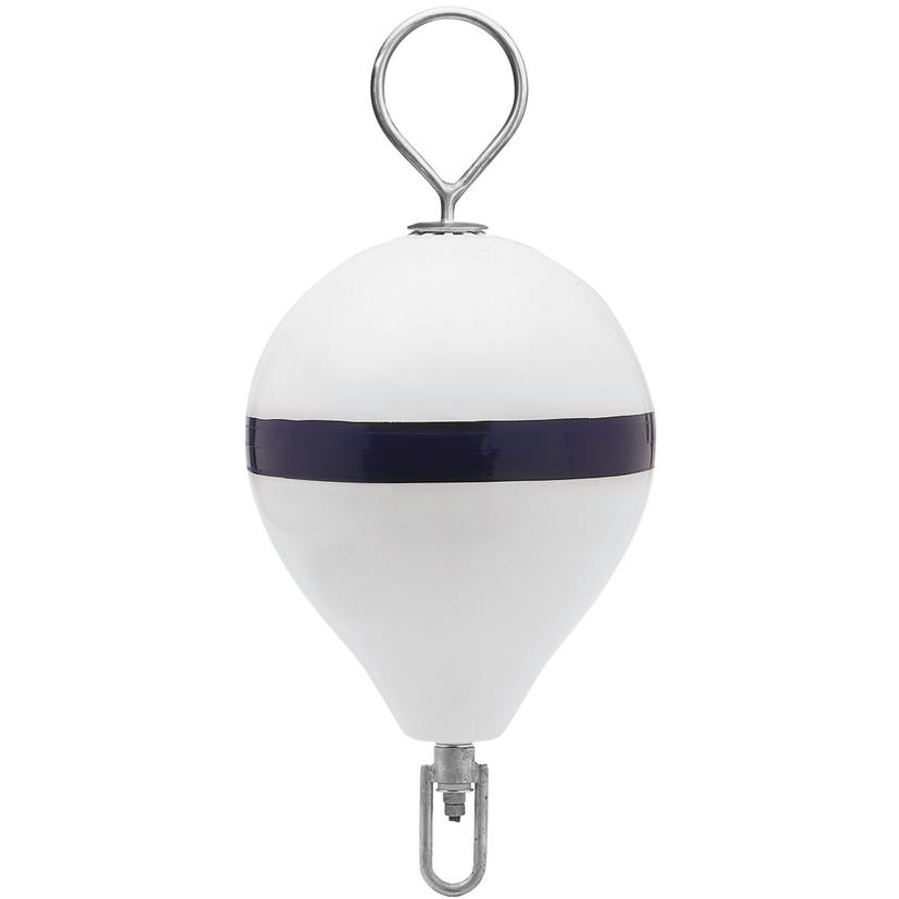 POLYFORM CM-2SS W-STR MOORING BUOY WITH SS 13.5 INCH DIAM WHITE BLUE STRIPE