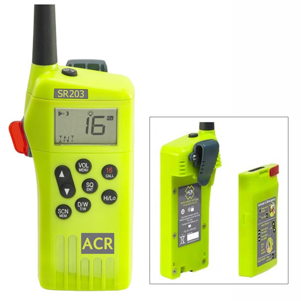 ACR 2827 SR203 GMDSS SURVIVAL RADIO WITH REPLACEABLE LITHIUM BATTERY - High quality product image showing ACR 2827 SR203 GMDSS SURVIVAL RADIO WITH REPLACEABLE LITHIUM BATTERY details and features