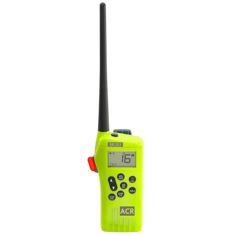ACR 2828 SR203 GMDSS SURVIVAL RADIO WITH REPLACEABLE LITHIUM BATTERY & RECHARGABLE LITHIUM POLYMER BATTERY & CHARGER