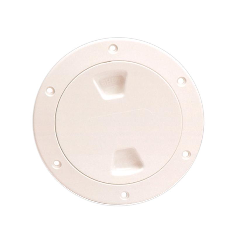 BECKSON DP40-N 4 INCH SMOOTH CENTER SCREW OUT DECK PLATE BEIGE 4.5 INCH CUT
