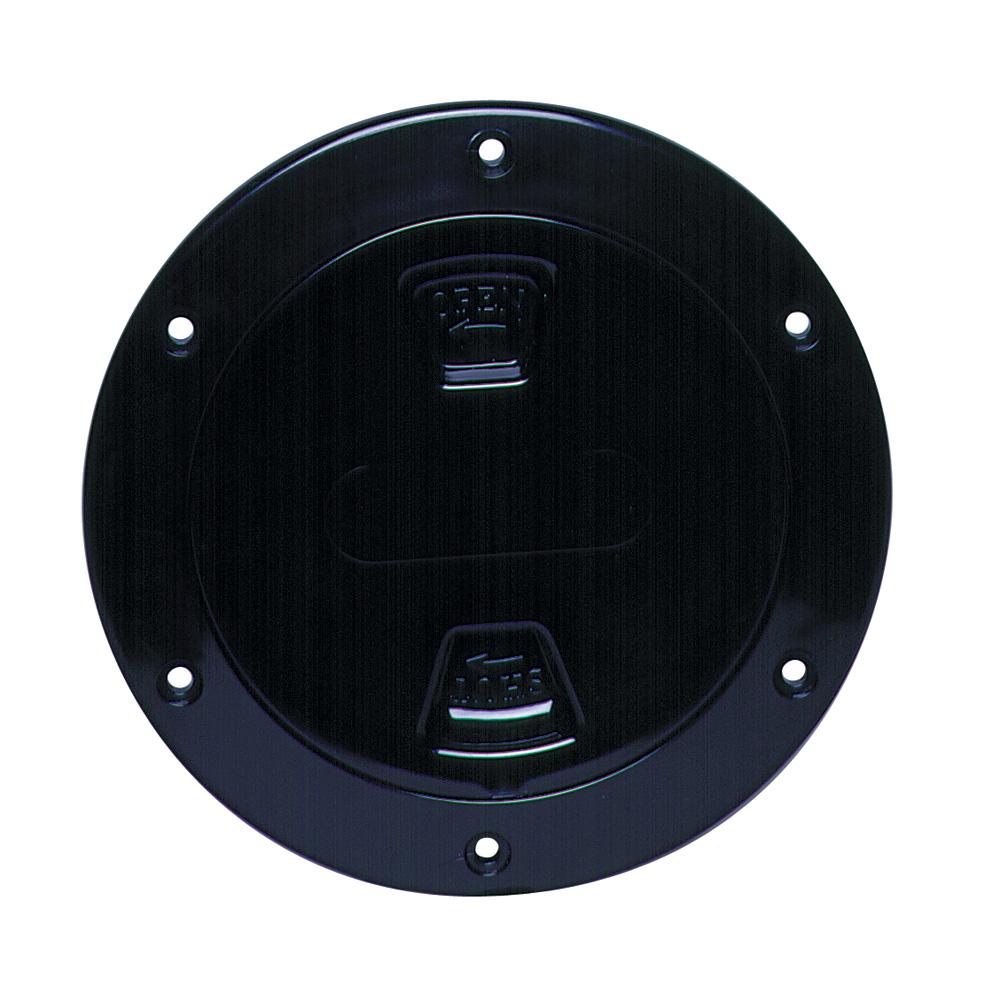BECKSON DP40-B 4 INCH SMOOTH CENTER SCREW OUT DECK PLATE BLACK 4.5 INCH CUT - High quality product image showing BECKSON DP40-B 4 INCH SMOOTH CENTER SCREW OUT DECK PLATE BLACK 4.5 INCH CUT details and features