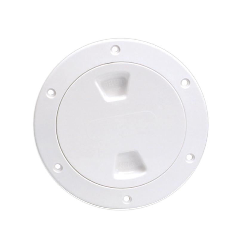 BECKSON DP40-W 4 INCH SMOOTH CENTER SCREW OUT DECK PLATE WHITE 4.5 INCH CUT