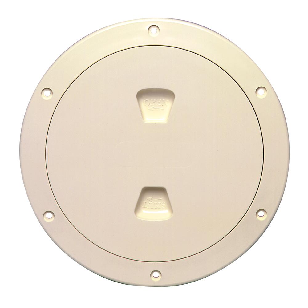 BECKSON DP60-N 6 INCH SMOOTH CENTER SCREW OUT DECK PLATE BEIGE 6.5 INCH CUT - High quality product image showing BECKSON DP60-N 6 INCH SMOOTH CENTER SCREW OUT DECK PLATE BEIGE 6.5 INCH CUT details and features