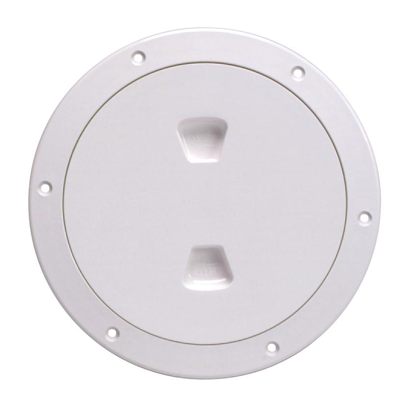 BECKSON DP60-W 6 INCH SMOOTH CENTER SCREW OUT DECK PLATE WHITE 6.5 INCH CUT