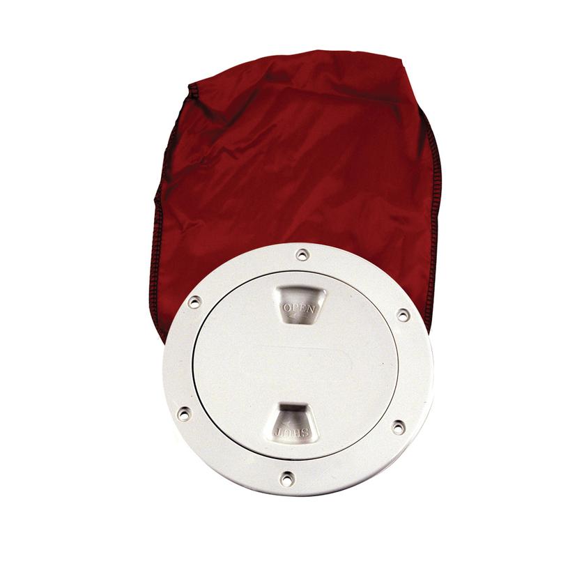 BECKSON DP40BW 4 INCH STOWAWAY DECK PLATE WHITE WITH 12 INCH BAG 4.5 INCH CUTOUT