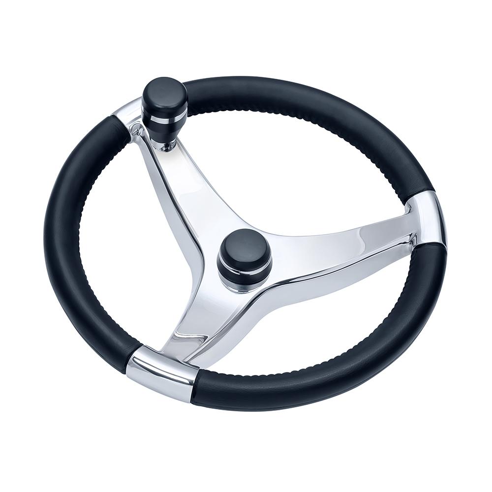 SCHMITT & ONGARO 7241321FGK ONGARO EVO PRO 316 CAST STAINLESS STEEL STEERING WHEEL WITH CONTROL KNOB - 13.5 INCH DIAMETER - High quality product image showing SCHMITT & ONGARO 7241321FGK ONGARO EVO PRO 316 CAST STAINLESS STEEL STEERING WHEEL WITH CONTROL KNOB - 13.5 INCH DIAMETER details and features