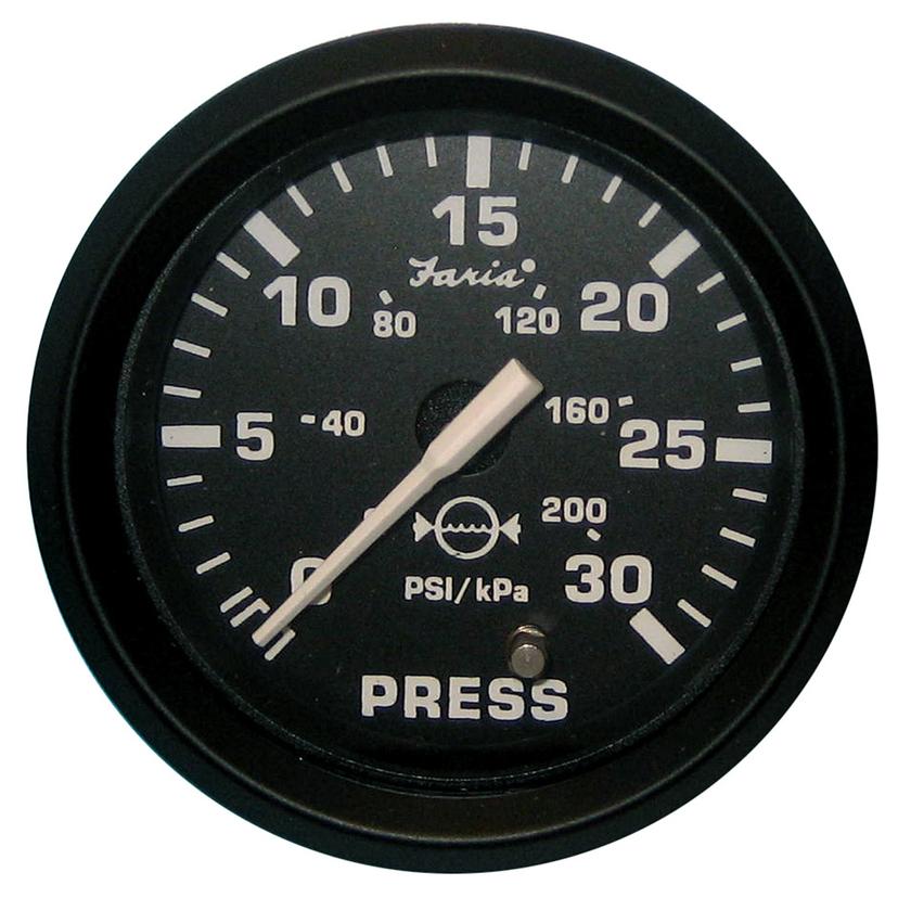 FARIA 12810 EURO BLACK 2 INCH WATER PRESSURE GAUGE KIT 30PSI