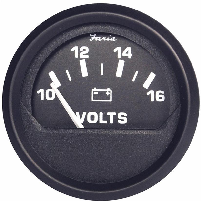 FARIA 12821 EURO BLACK 2 INCH VOLTMETER 10-16VDC VP9134