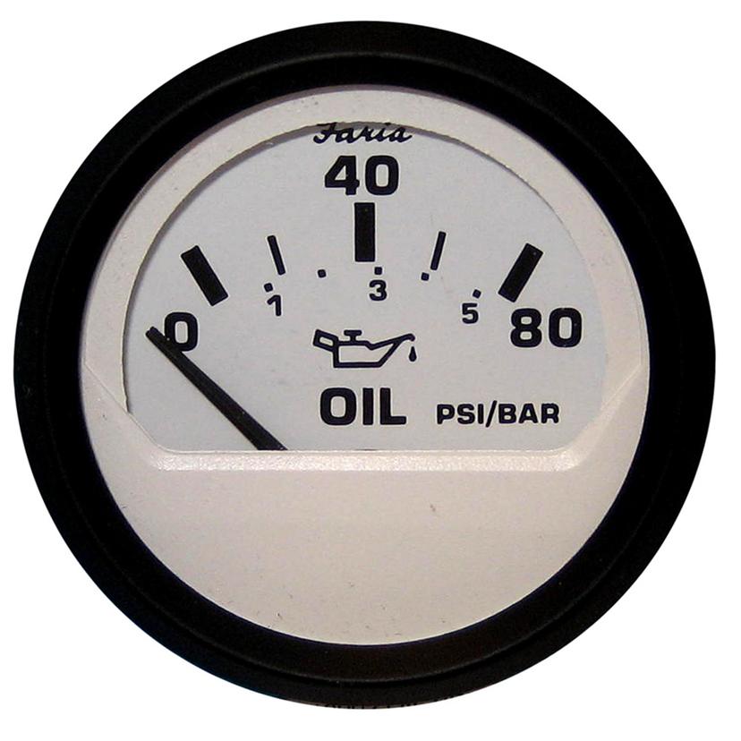 FARIA 12902 EURO WHITE 2 INCH OIL PRESSURE GAUGE 80 PSI GP9596