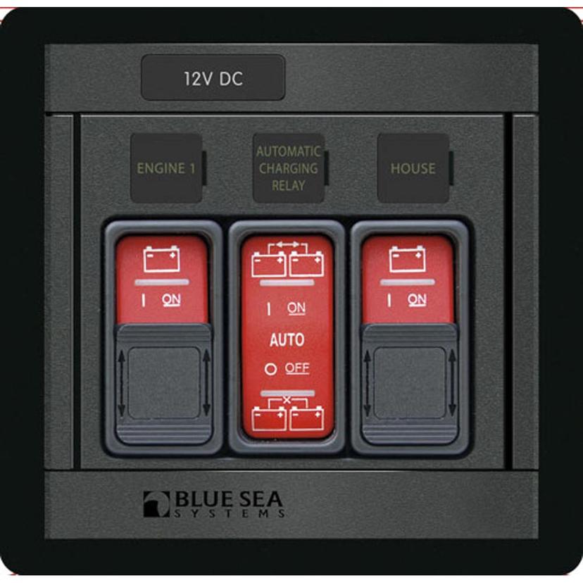 BLUE SEA 1147 REMOTE CONTROL PANEL WITH (2)2145 & (1)2146 REMOTE CONTROL CONTURA SWITCH