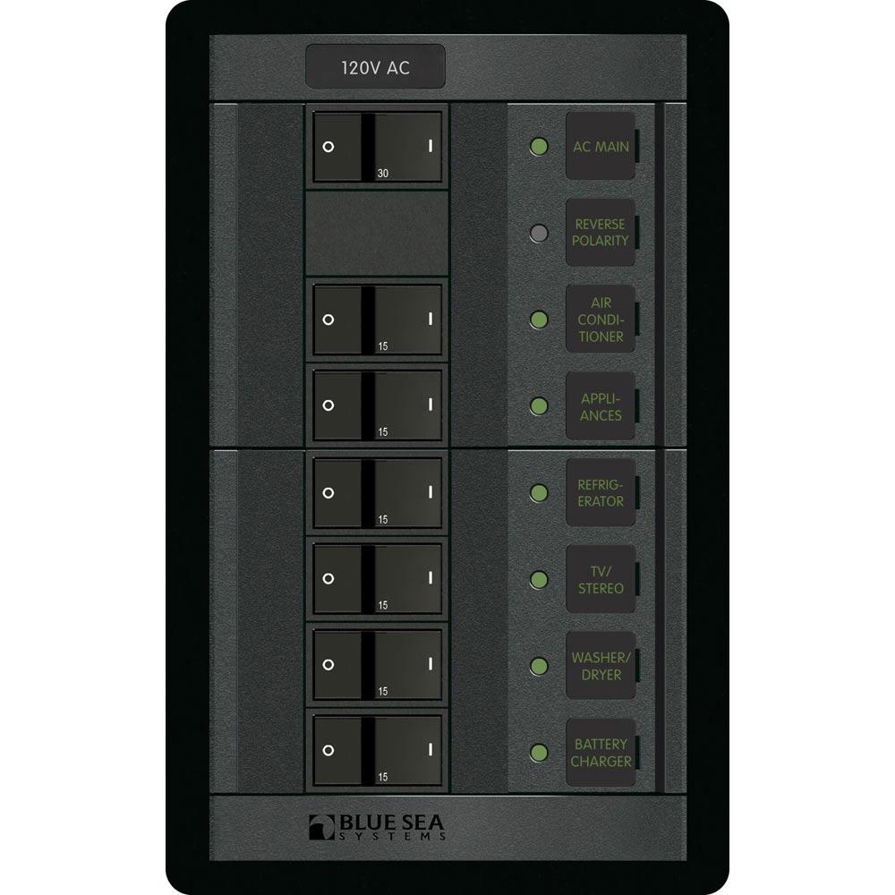 BLUE SEA 1202 120V AC MAIN + 6 POSITIONS - VERTICAL - High quality product image showing BLUE SEA 1202 120V AC MAIN + 6 POSITIONS - VERTICAL details and features