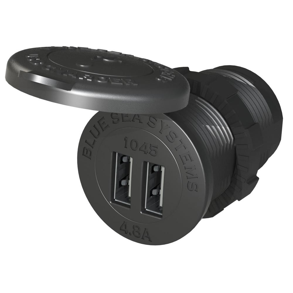 BLUE SEA 1045 12/24V DUAL USB CHARGER 1 1/8 INCH HOLE MOUNT - High quality product image showing BLUE SEA 1045 12/24V DUAL USB CHARGER 1 1/8 INCH HOLE MOUNT details and features
