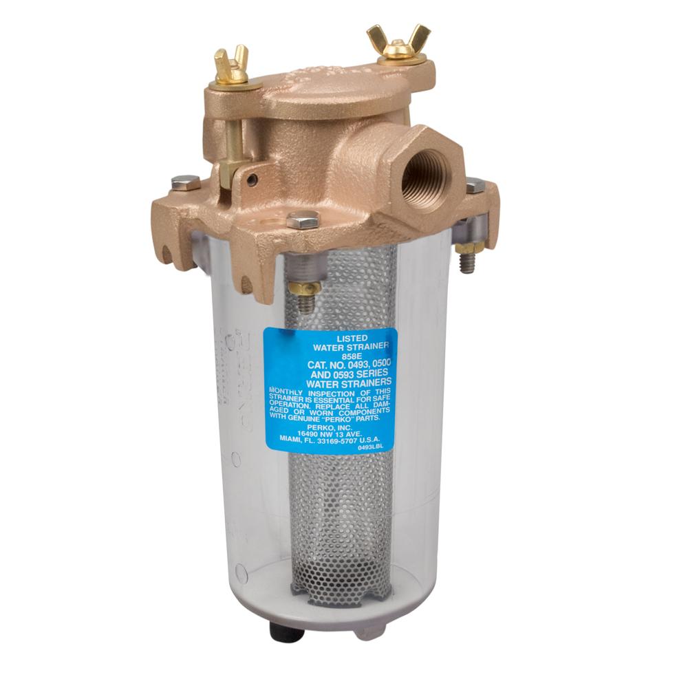 PERKO 0443004PLB LIGHTWEIGHT INTAKE WATER STRAINER - CLEAR BODY - 1/2 INCH PIPE SIZE - The Twister Group Tools product