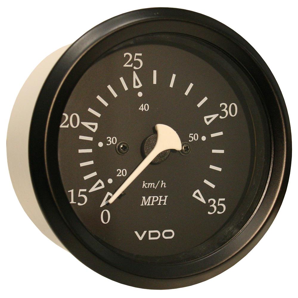 VDO 260-11796 ALLENTARE BLACK 35MPH 3-3/8 INCH (85MM) PITOT SPEEDOMETER - BLACK BEZEL - High quality product image showing VDO 260-11796 ALLENTARE BLACK 35MPH 3-3/8 INCH (85MM) PITOT SPEEDOMETER - BLACK BEZEL details and features