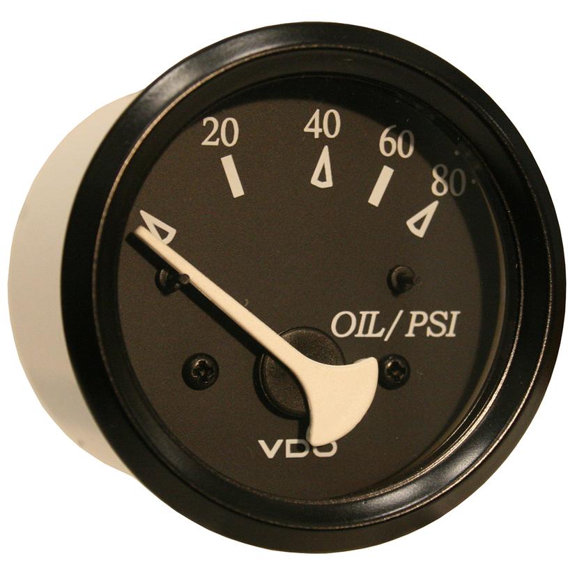 VDO 350-11800 ALLENTARE BLACK 80PSI OIL PRESSURE GAUGE - USE WITH MARINE 240-33 OHM SENDER - 12V - BLACK BEZEL