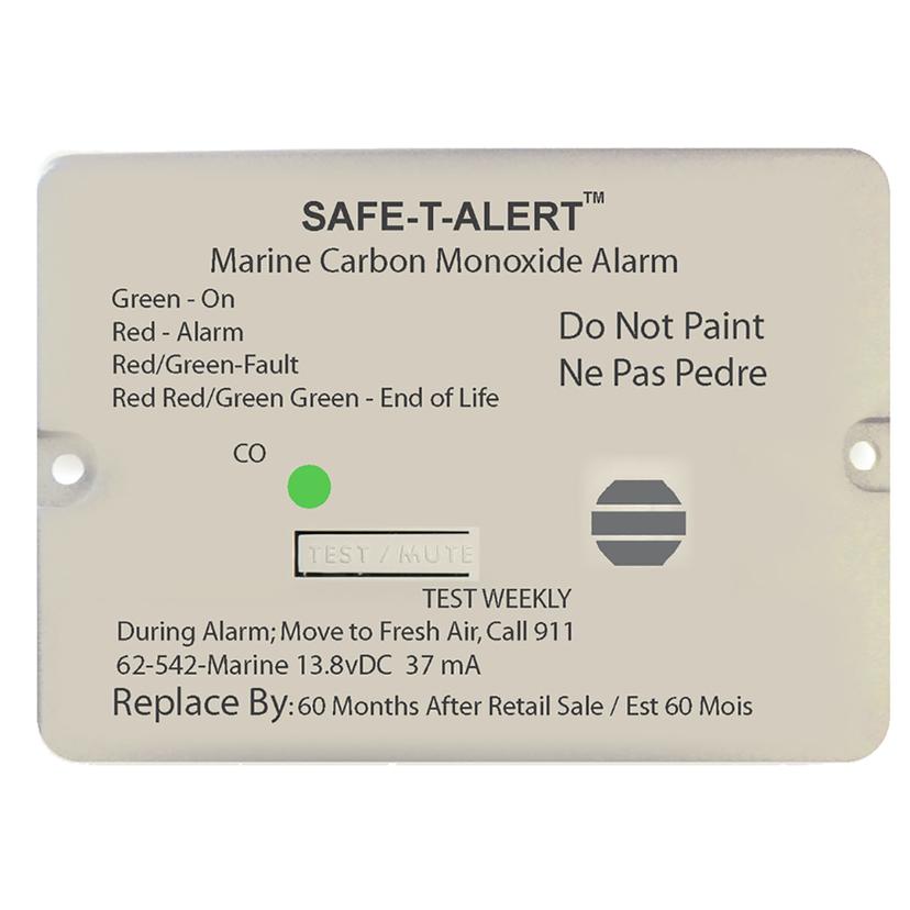 SAFE-T-ALERT 62-542-MARINE-RLY-NC 62 SERIES CARBON MONOXIDE ALARM WITH RELAY - 12V - 62-542-MARINE-PLY-NC - FLUSH MOUNT - BLACK