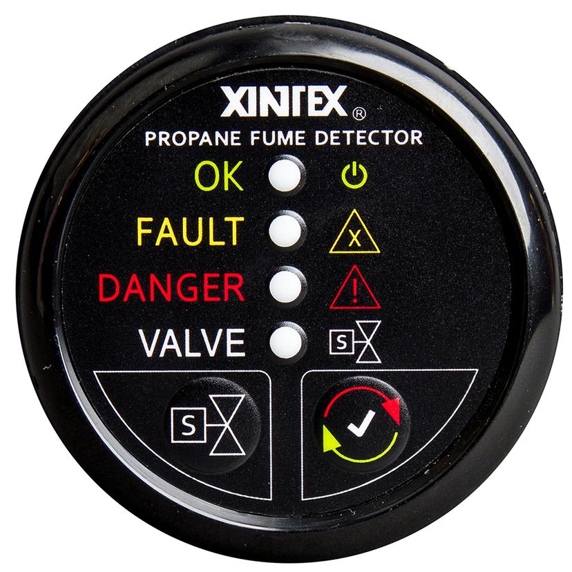 FIREBOY-XINTEX P-1BS-R XINTEX PROPANE FUME DETECTOR WITH PLASTIC SENSOR & SOLENOID VALVE - BLACK BEZEL DISPLAY