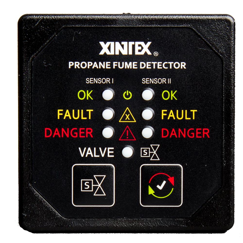 FIREBOY-XINTEX P-2BNV-R XINTEX PROPANE FUME DETECTOR WITH 2 PLASTIC SENSORS - NO SOLENOID VALVE - SQUARE BLACK BEZEL DISPLAY - High quality product image showing FIREBOY-XINTEX P-2BNV-R XINTEX PROPANE FUME DETECTOR WITH 2 PLASTIC SENSORS - NO SOLENOID VALVE - SQUARE BLACK BEZEL DISPLAY details and features
