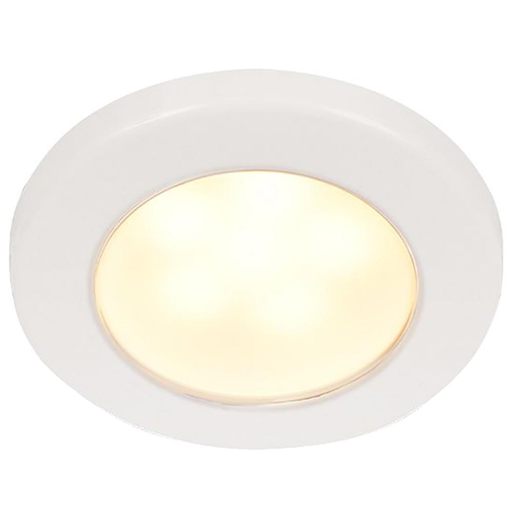 HELLA MARINE 958109111 EUROLED 75 3 INCH ROUND SCREW MOUNT DOWN LIGHT - WARM WHITE LED - WHITE PLASTIC RIM - 24V - High quality product image showing HELLA MARINE 958109111 EUROLED 75 3 INCH ROUND SCREW MOUNT DOWN LIGHT - WARM WHITE LED - WHITE PLASTIC RIM - 24V details and features