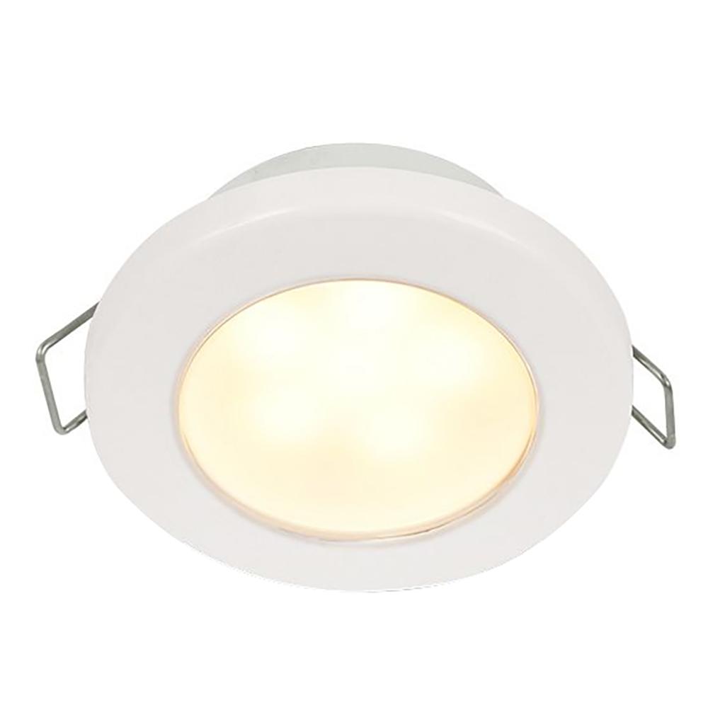 HELLA MARINE 958109511 EUROLED 75 3 INCH ROUND SPRING MOUNT DOWN LIGHT - WARM WHITE LED - WHITE PLASTIC RIM - 12V - High quality product image showing HELLA MARINE 958109511 EUROLED 75 3 INCH ROUND SPRING MOUNT DOWN LIGHT - WARM WHITE LED - WHITE PLASTIC RIM - 12V details and features