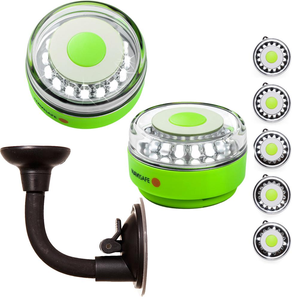 NAVISAFE 010KIT2 PORTABLE NAVILIGHT 360 DEGREE 2NM RESCUE - GLOW IN THE DARK - GREEN WITH BENDABLE SUCTION CUP MOUNT - High quality product image showing NAVISAFE 010KIT2 PORTABLE NAVILIGHT 360 DEGREE 2NM RESCUE - GLOW IN THE DARK - GREEN WITH BENDABLE SUCTION CUP MOUNT details and features