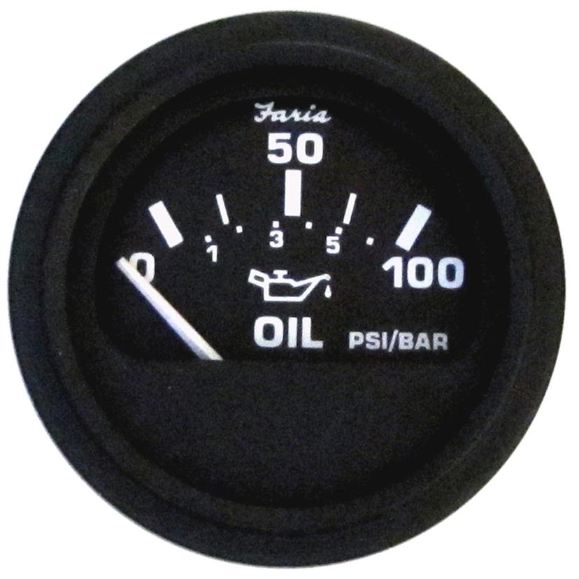 FARIA 12845 EURO BLACK OIL PRESSURE GAUGE - 100 PSI