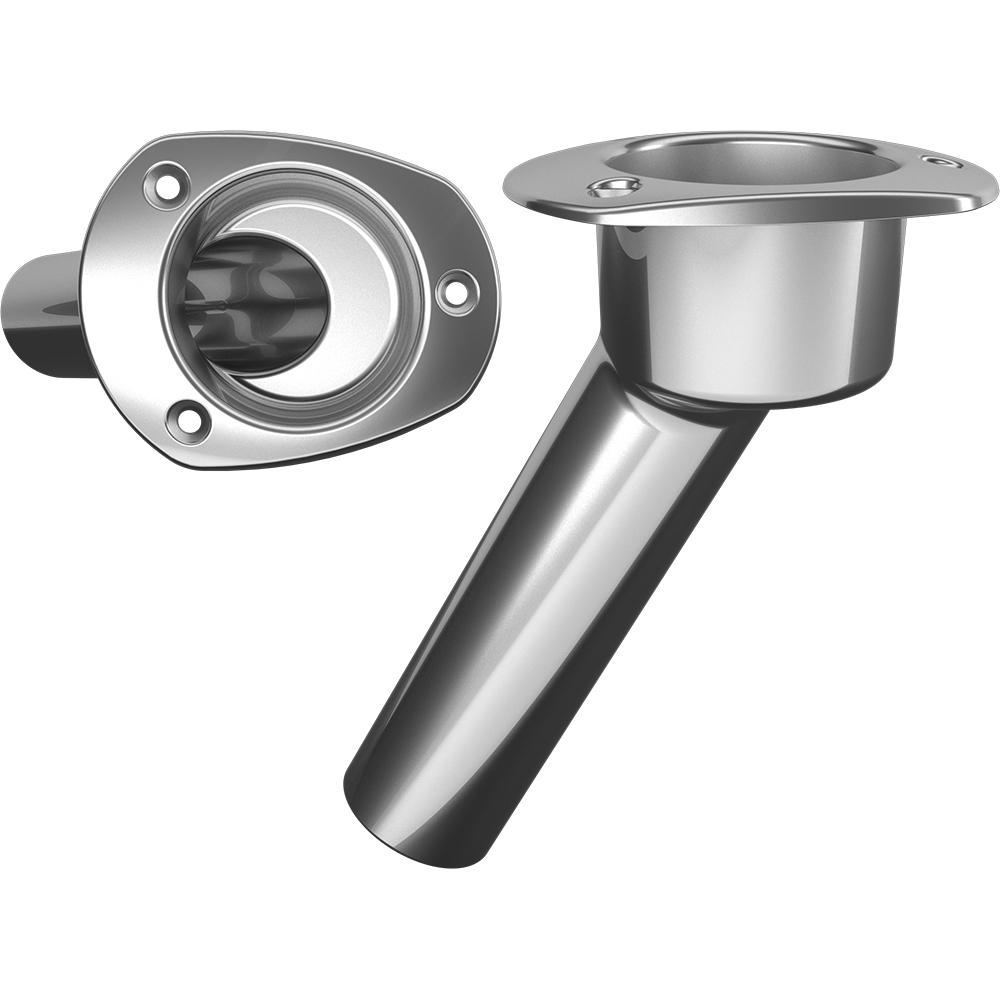 MATE SERIES C2030ND STAINLESS STEEL 30° ROD & CUP HOLDER - OPEN - OVAL TOP - High quality product image showing MATE SERIES C2030ND STAINLESS STEEL 30° ROD & CUP HOLDER - OPEN - OVAL TOP details and features