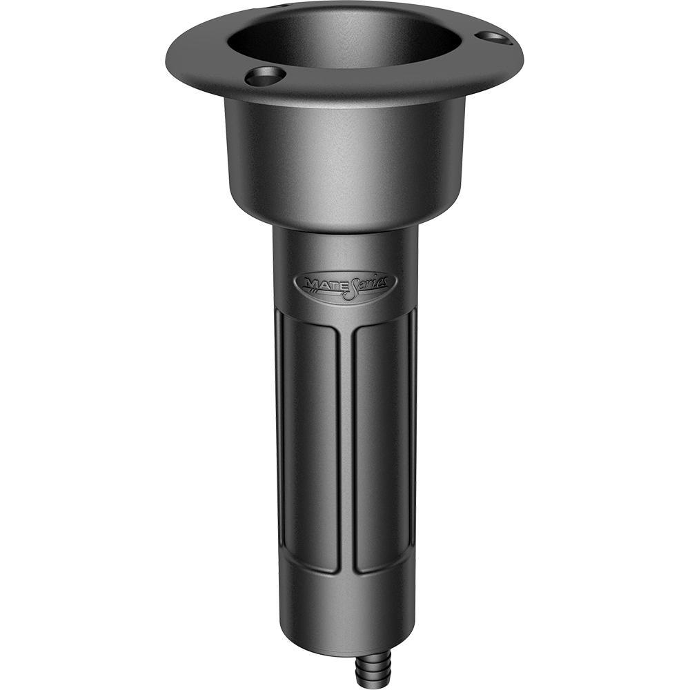 MATE SERIES P1000DB PLASTIC 0° ROD & CUP HOLDER - DRAIN - ROUND TOP - BLACK - High quality product image showing MATE SERIES P1000DB PLASTIC 0° ROD & CUP HOLDER - DRAIN - ROUND TOP - BLACK details and features