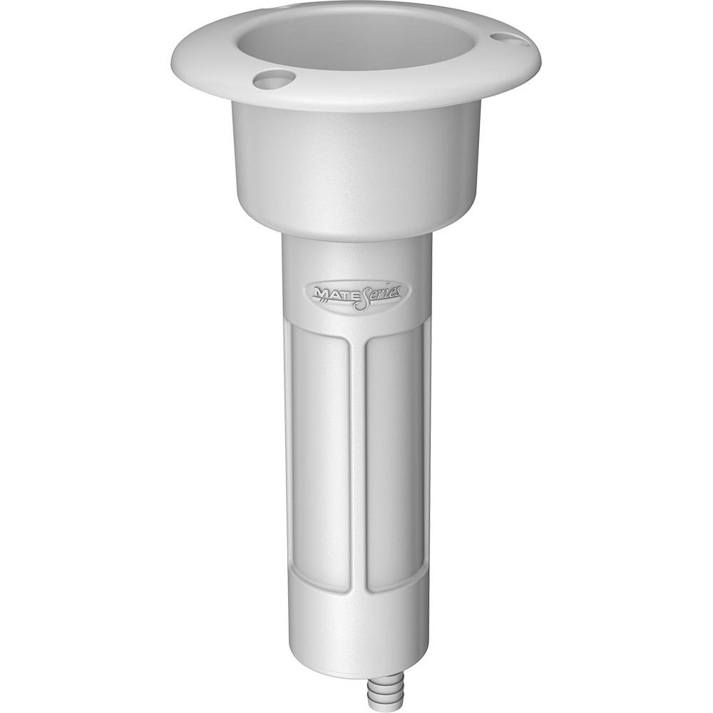 MATE SERIES P1000DW PLASTIC 0° ROD & CUP HOLDER - DRAIN - ROUND TOP - WHITE - High quality product image showing MATE SERIES P1000DW PLASTIC 0° ROD & CUP HOLDER - DRAIN - ROUND TOP - WHITE details and features
