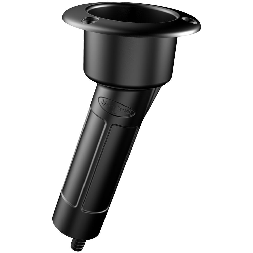 MATE SERIES P1015DB PLASTIC 15° ROD & CUP HOLDER - DRAIN - ROUND TOP - BLACK - High quality product image showing MATE SERIES P1015DB PLASTIC 15° ROD & CUP HOLDER - DRAIN - ROUND TOP - BLACK details and features