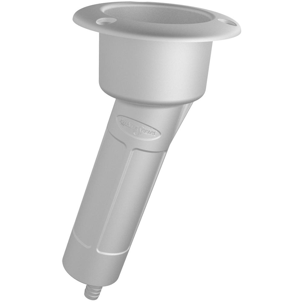 MATE SERIES P1015DW PLASTIC 15° ROD & CUP HOLDER - DRAIN - ROUND TOP - WHITE - High quality product image showing MATE SERIES P1015DW PLASTIC 15° ROD & CUP HOLDER - DRAIN - ROUND TOP - WHITE details and features