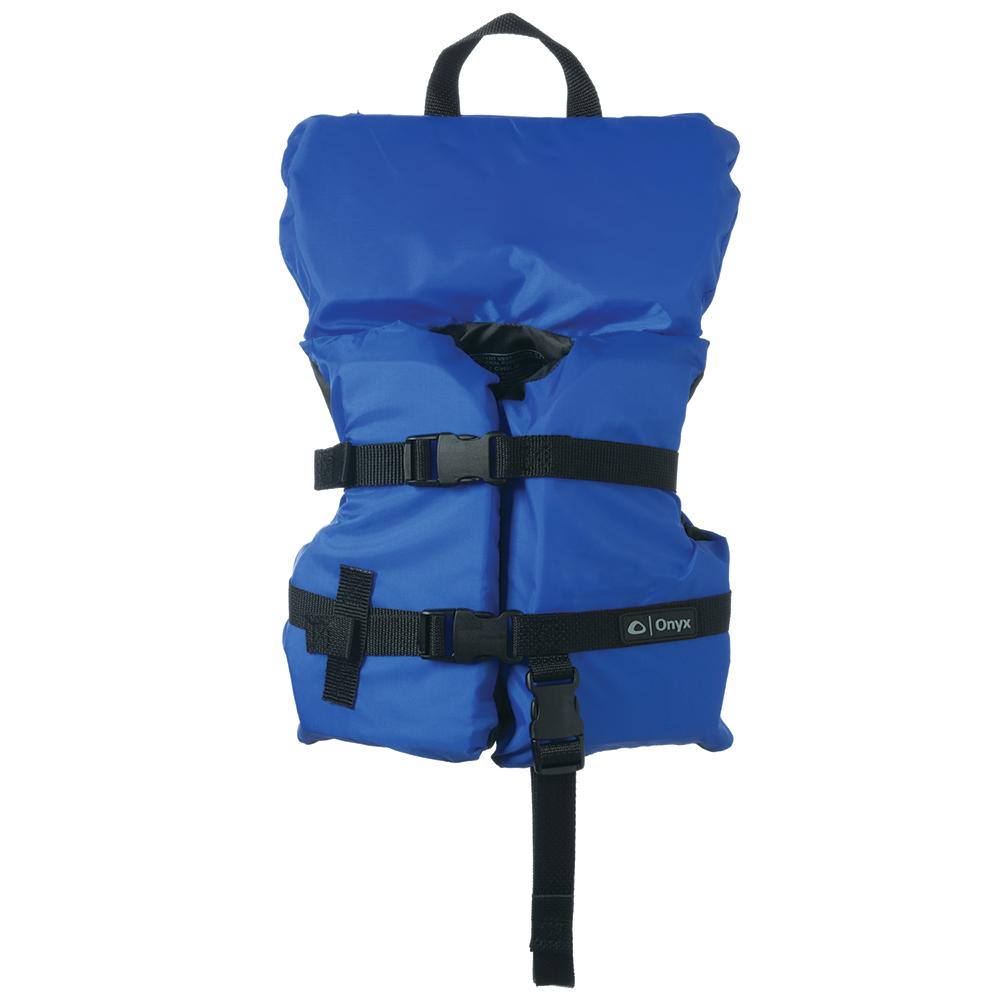 ONYX 103000-500-000-12 NYLON GENERAL PURPOSE LIFE JACKET - INFANT/CHILD UNDER 50LBS - BLUE - High quality product image showing ONYX 103000-500-000-12 NYLON GENERAL PURPOSE LIFE JACKET - INFANT/CHILD UNDER 50LBS - BLUE details and features