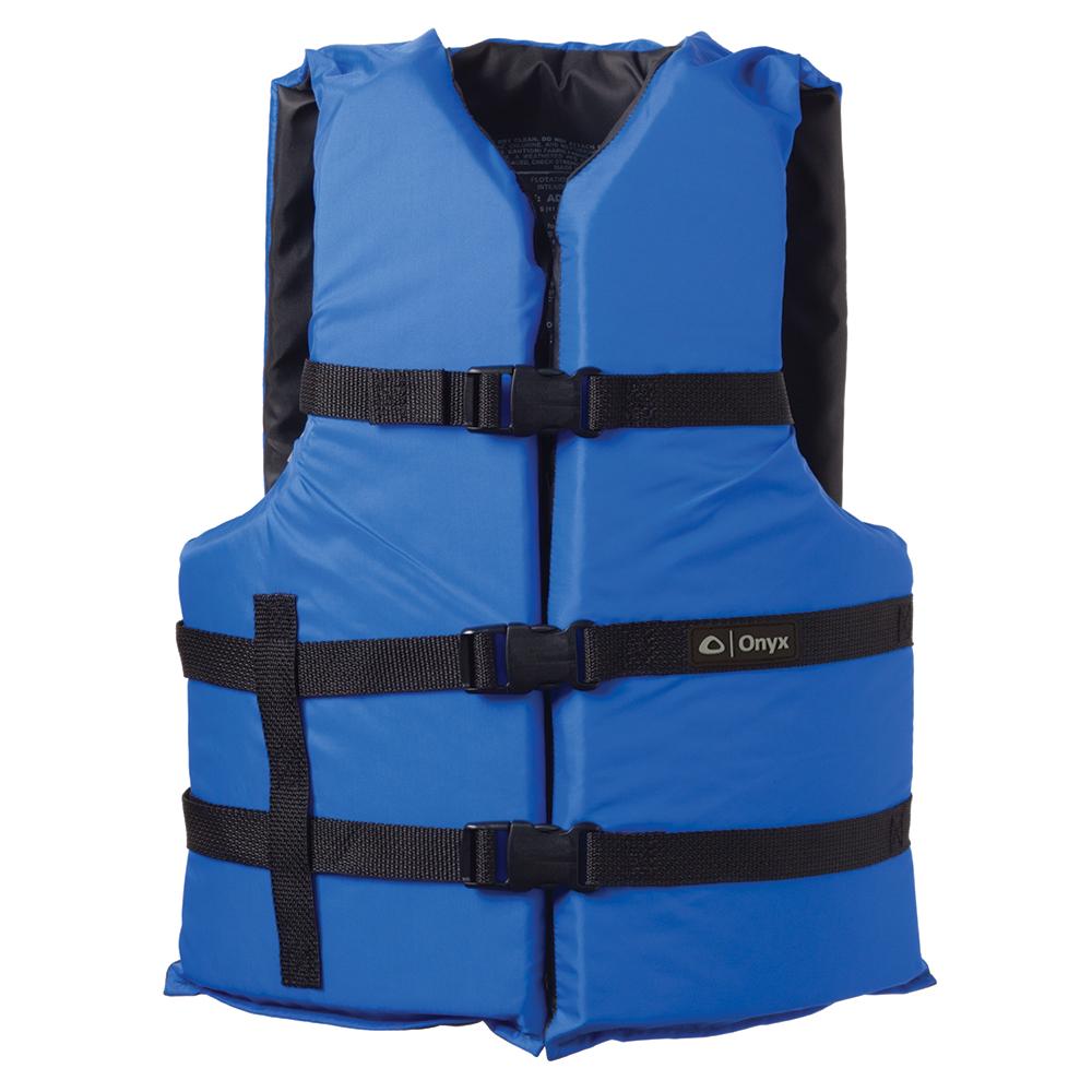 ONYX 103000-500-005-12 NYLON GENERAL PURPOSE LIFE JACKET - ADULT OVERSIZE - BLUE - High quality product image showing ONYX 103000-500-005-12 NYLON GENERAL PURPOSE LIFE JACKET - ADULT OVERSIZE - BLUE details and features