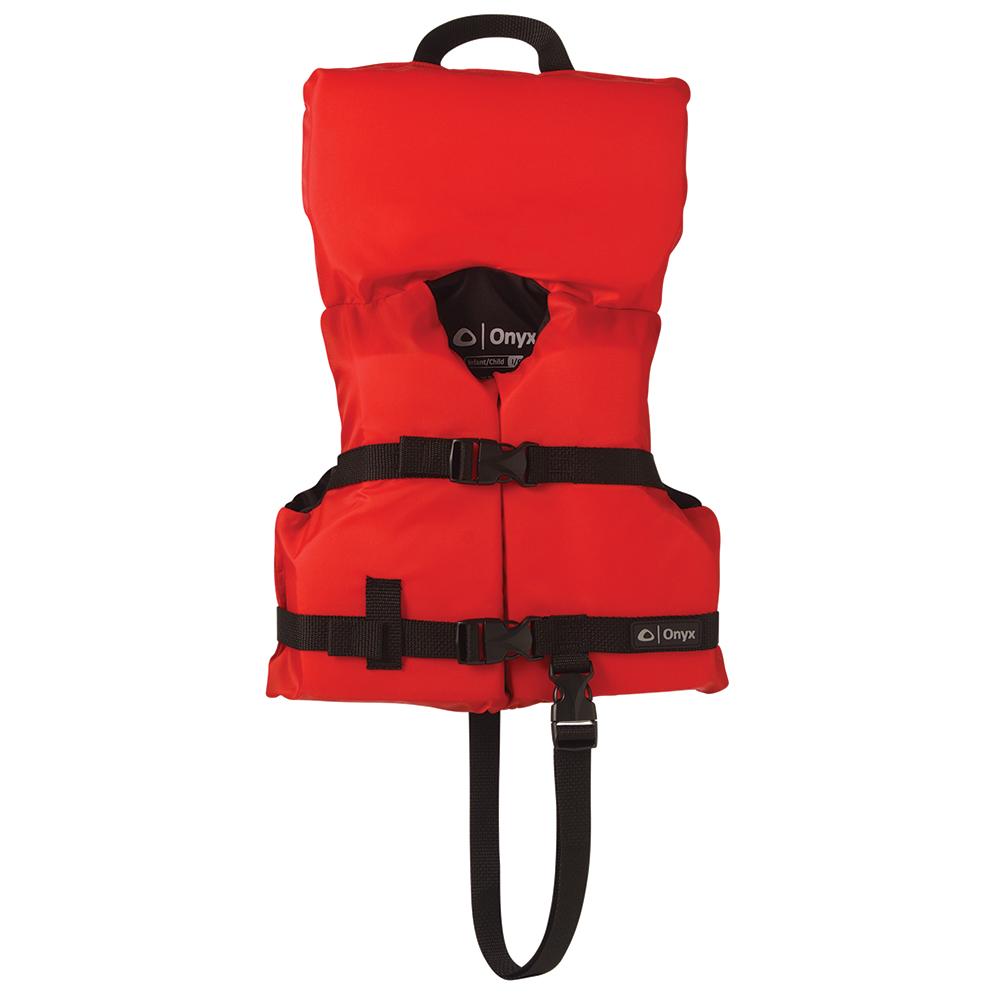 ONYX 103000-100-000-12 NYLON GENERAL PURPOSE LIFE JACKET - INFANT/CHILD UNDER 50LBS - RED - High quality product image showing ONYX 103000-100-000-12 NYLON GENERAL PURPOSE LIFE JACKET - INFANT/CHILD UNDER 50LBS - RED details and features