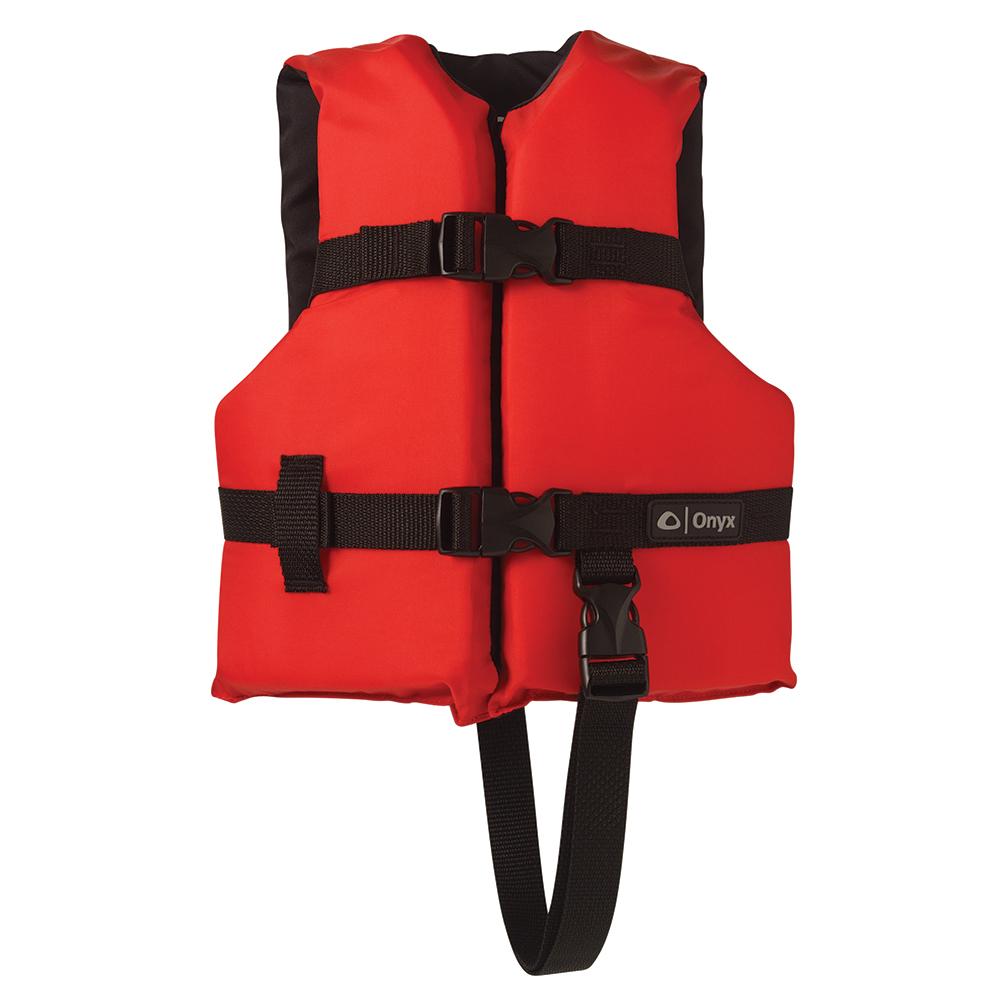 ONYX 103000-100-001-12 NYLON GENERAL PURPOSE LIFE JACKET - CHILD 30-50LBS - RED - High quality product image showing ONYX 103000-100-001-12 NYLON GENERAL PURPOSE LIFE JACKET - CHILD 30-50LBS - RED details and features