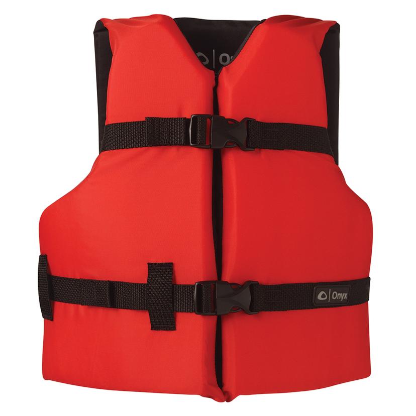 ONYX 103000-100-002-12 NYLON GENERAL PURPOSE LIFE JACKET - YOUTH 50-90LBS - RED