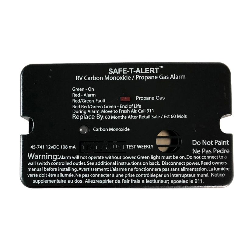 SAFE-T-ALERT 45-741 45-SERIES COMBO CARBON MONOXIDE PROPANE ALARM SURFACE MOUNT - BLACK
