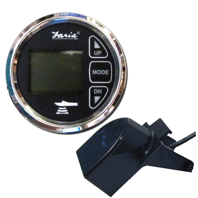 FARIA 13752 2 INCH DUAL DEPTH SOUNDER W/AIR & WATER TEMP TRANSOM MOUNT TRANSDUCER - CHESAPEAKE SS BLACK