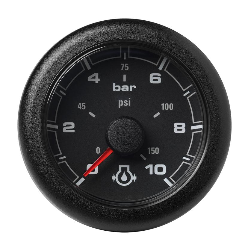 VERATRON A2C1066000001 52MM (2-1/16 INCH) OCEANLINK ENGINE OIL PRESSURE GAUGE -10 BAR/150 PSI - BLACK DIAL & BEZEL